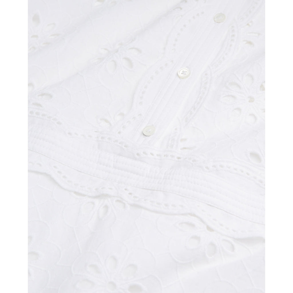 The Kooples - Vestido midi bordado inglés - Blanco - Mujer