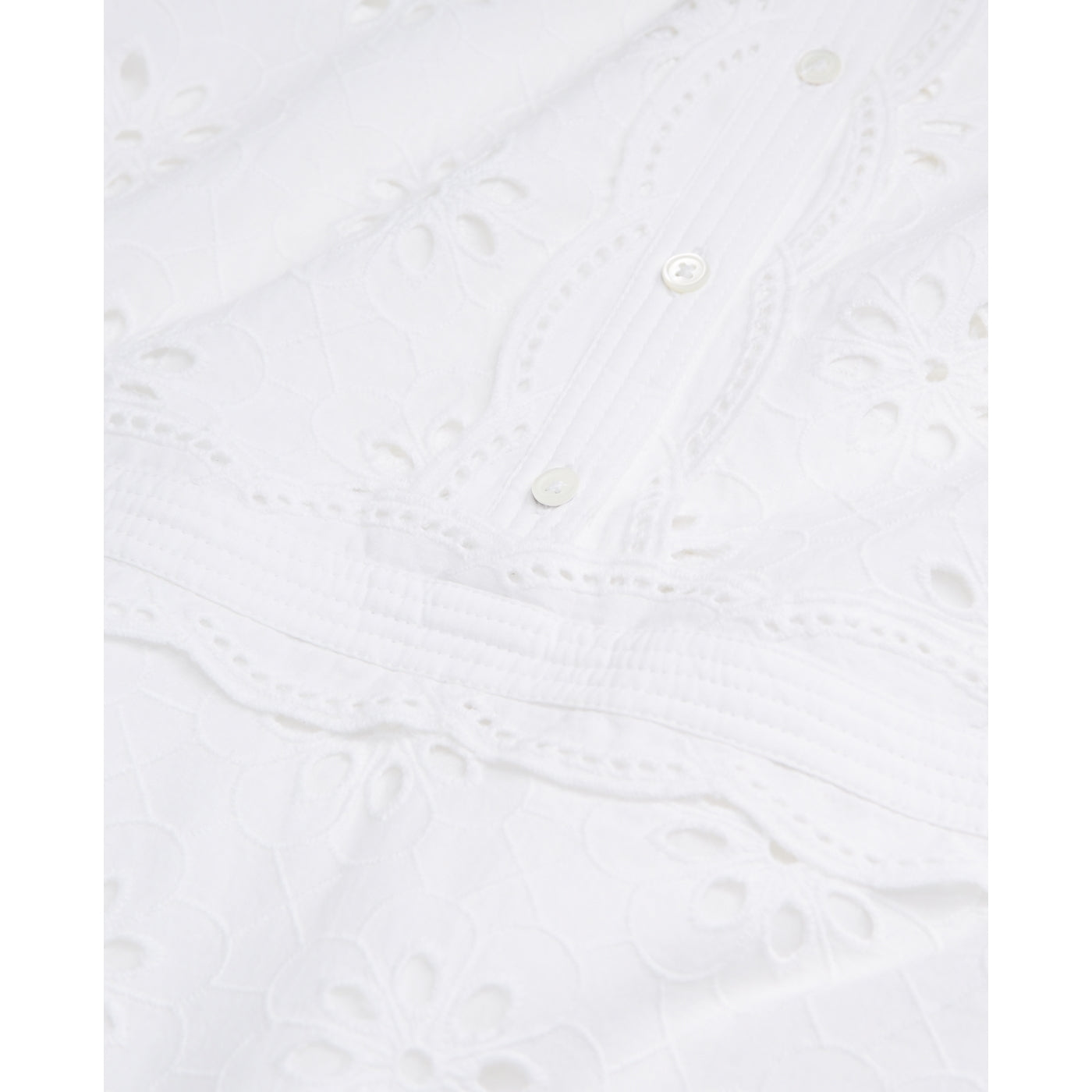The Kooples - Vestido midi bordado inglés - Blanco - Mujer