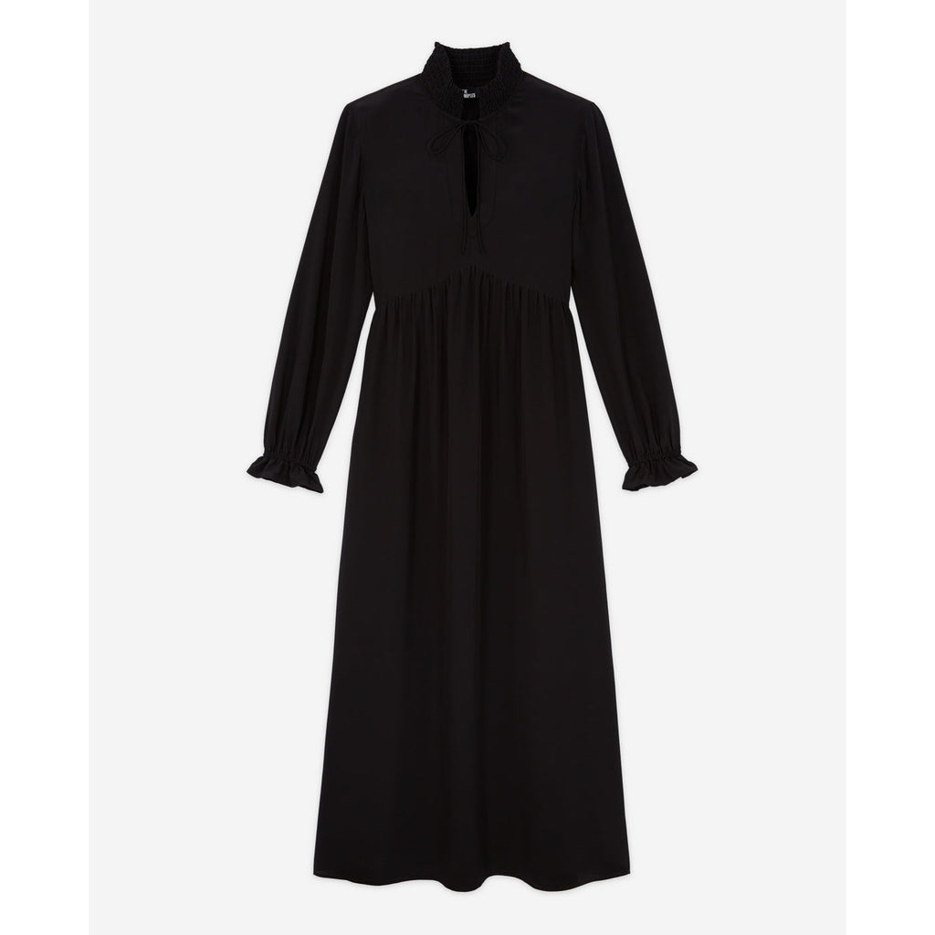 The Kooples - Robe Longue En Soie - Noir - Femme