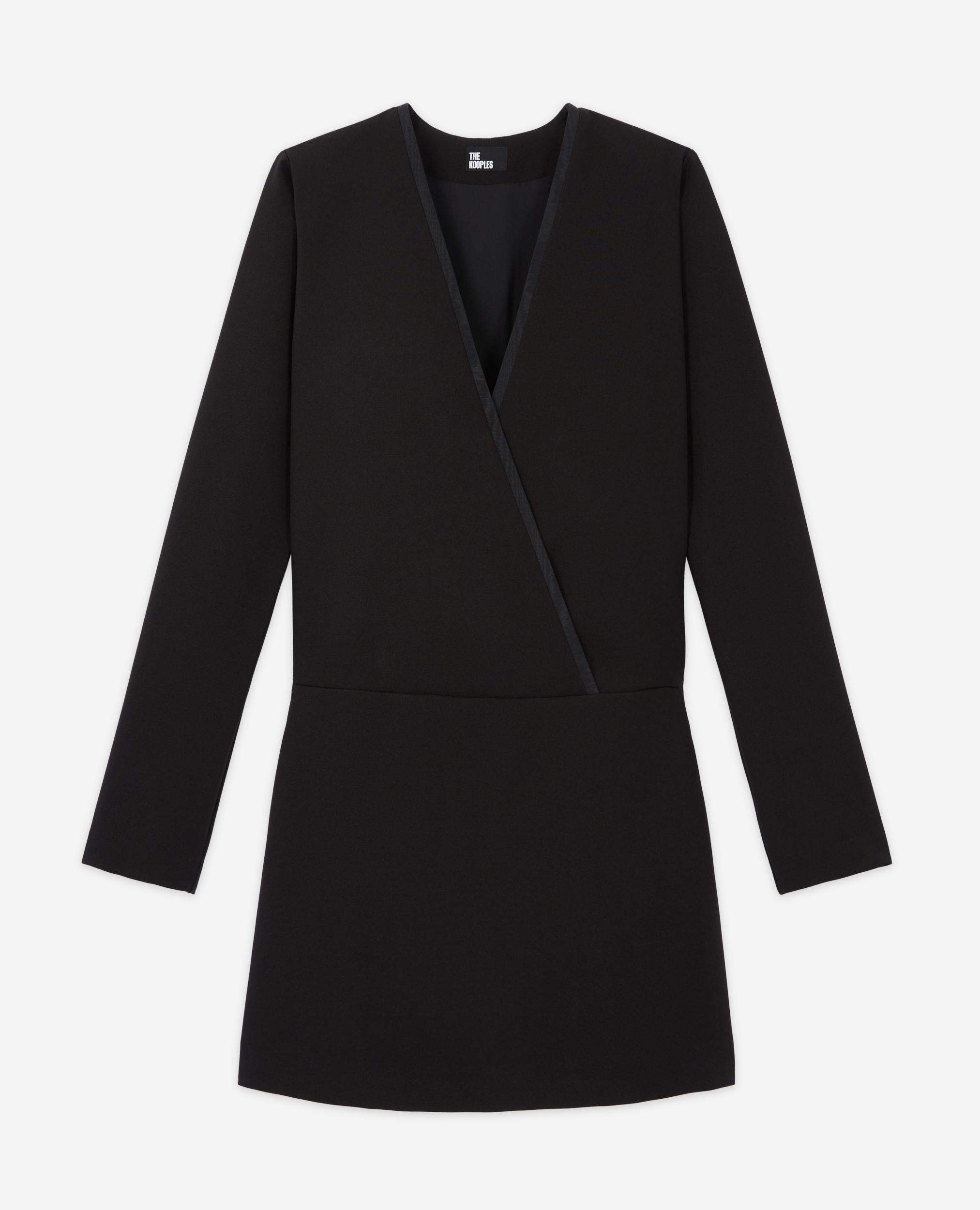 The Kooples - Robe Courte Croisée Noire - Femme