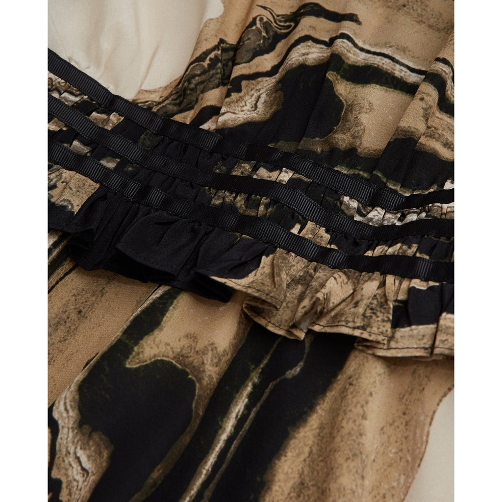 The Kooples - Robe Patineuse En Soie - Beige Et Marron - Femme