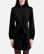 The Kooples - Robe Chemise Bi-Matière - Noir - Femme