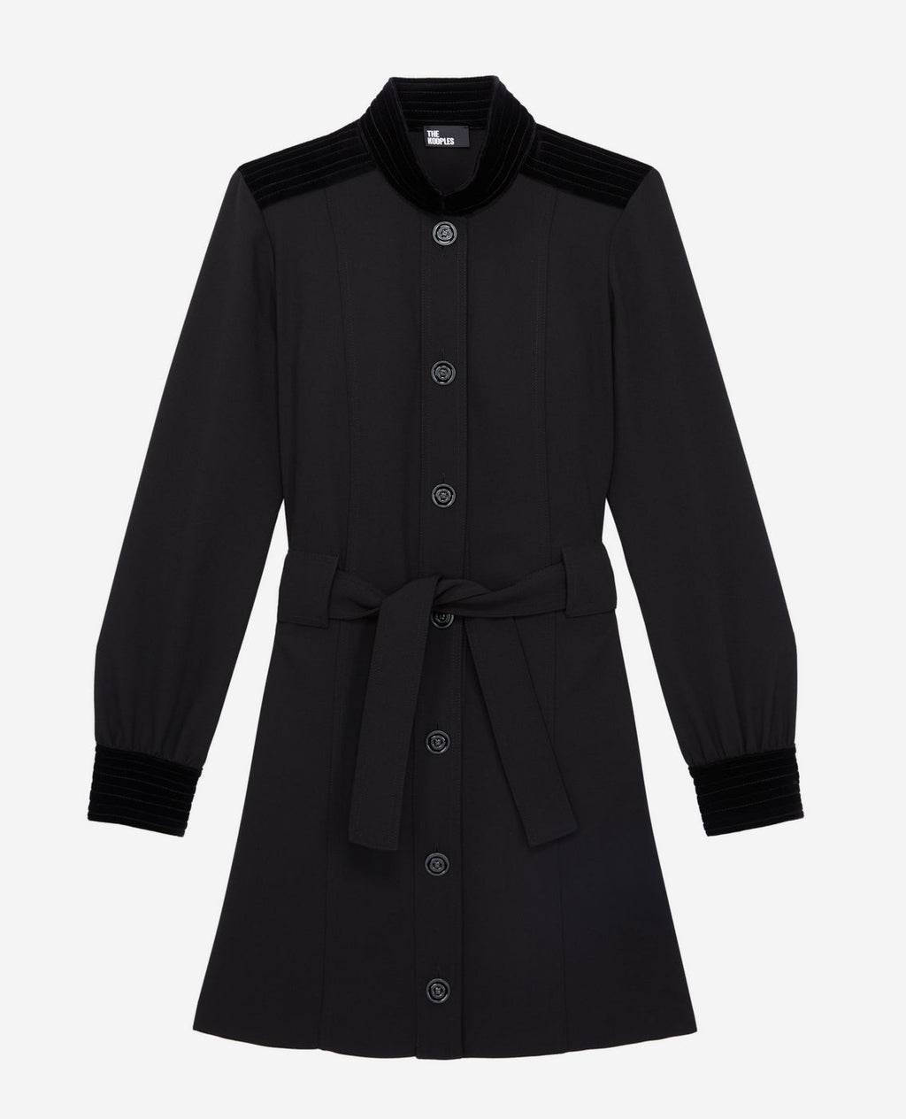 The Kooples - Robe Chemise Bi-Matière - Noir - Femme