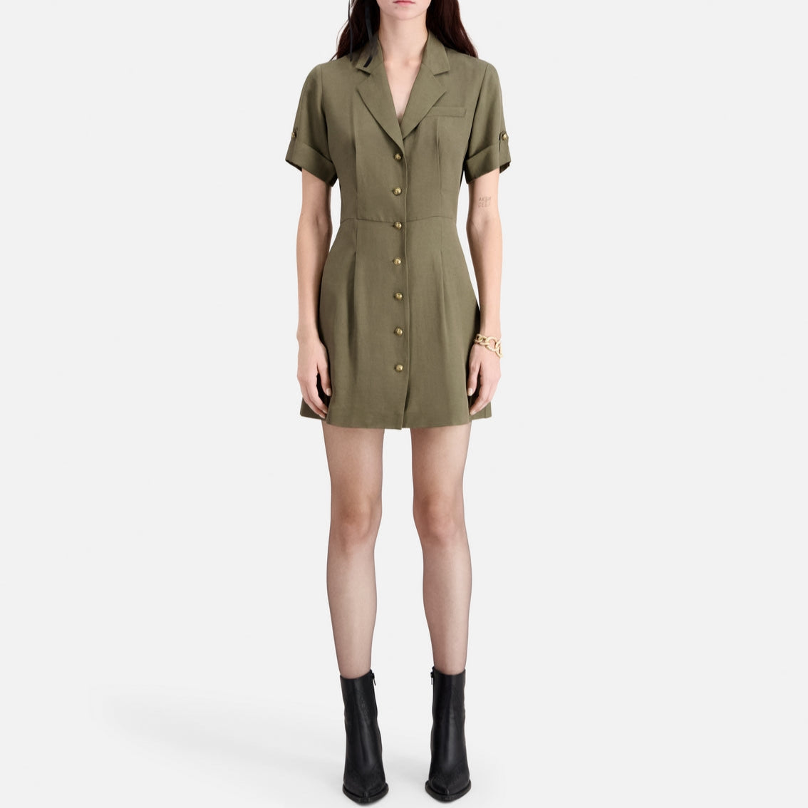 The Kooples - Vestido camisero - Caqui - Mujer