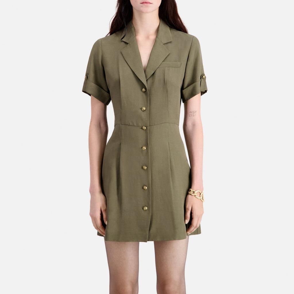 The Kooples - Vestido camisero - Caqui - Mujer