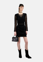 The Kooples - Robe Courte Avec Mix Dentelles A Manches Longues
