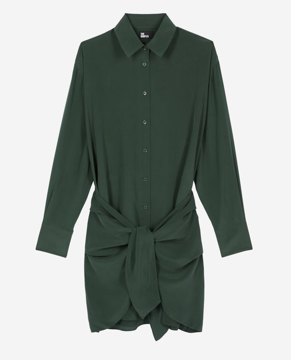 The Kooples - Robe Chemise Manches Longues En Soie Lavee Nouee