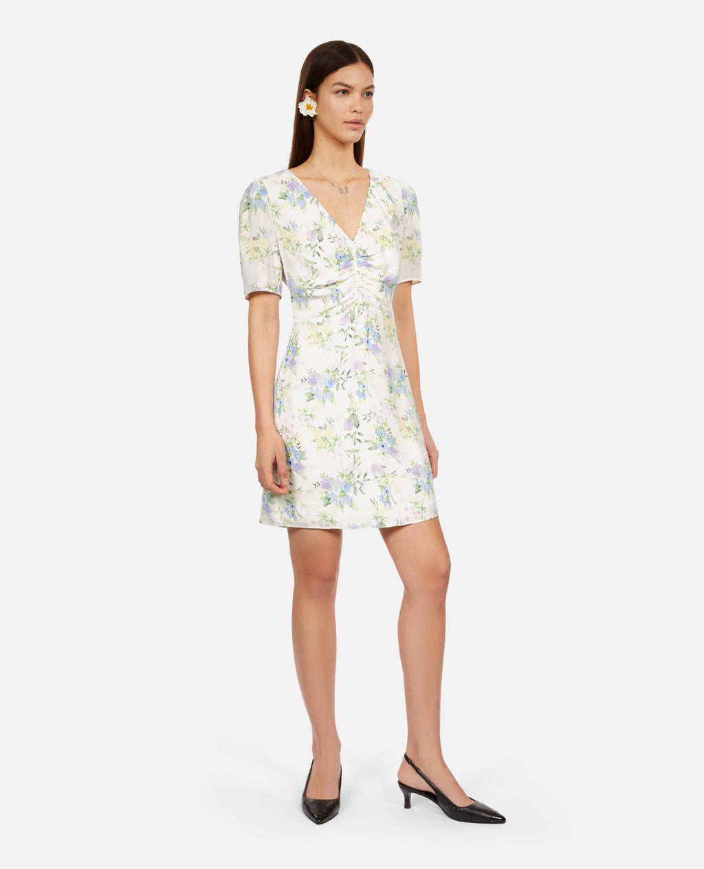The Kooples - Robe Courte A Manches Courtes Froncee