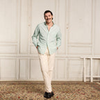 Chemise En Popeline Verte À Rayures