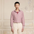 Chemise En Popeline À Rayures Bordeaux Et Blanches