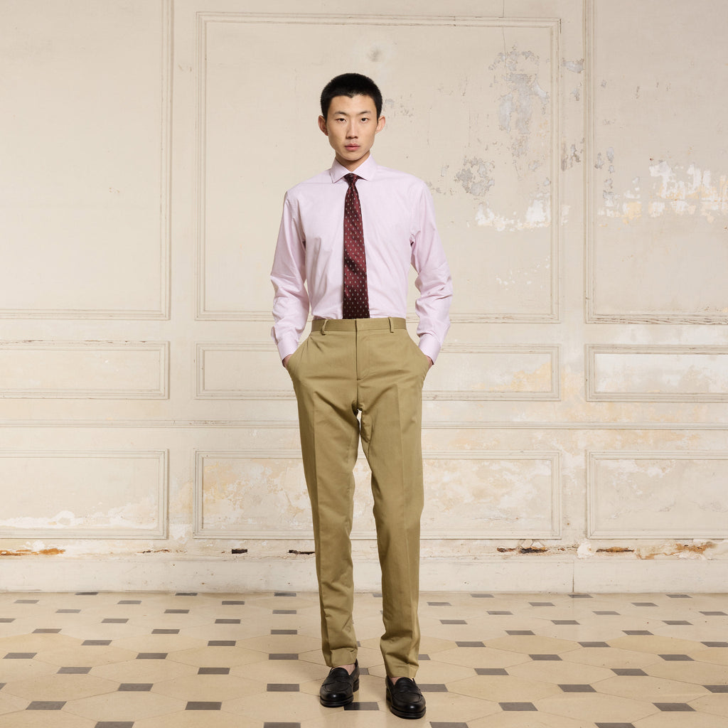 Chemise En Popeline À Micro-Rayures Bordeaux