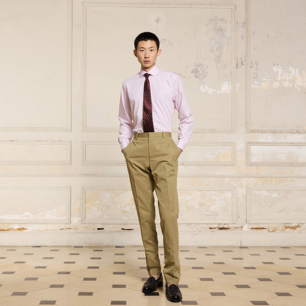 Chemise En Popeline À Micro-Rayures Bordeaux