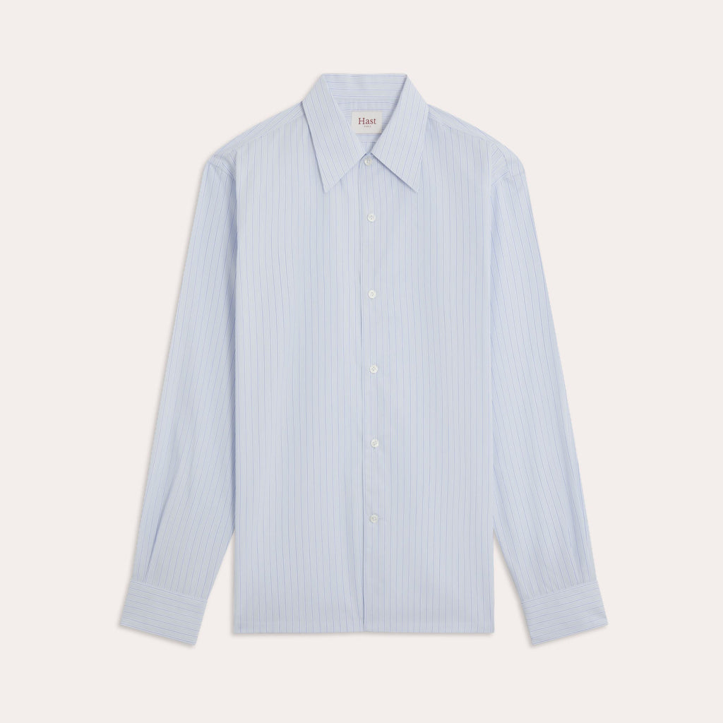 Chemise En Popeline Bleue À Rayures