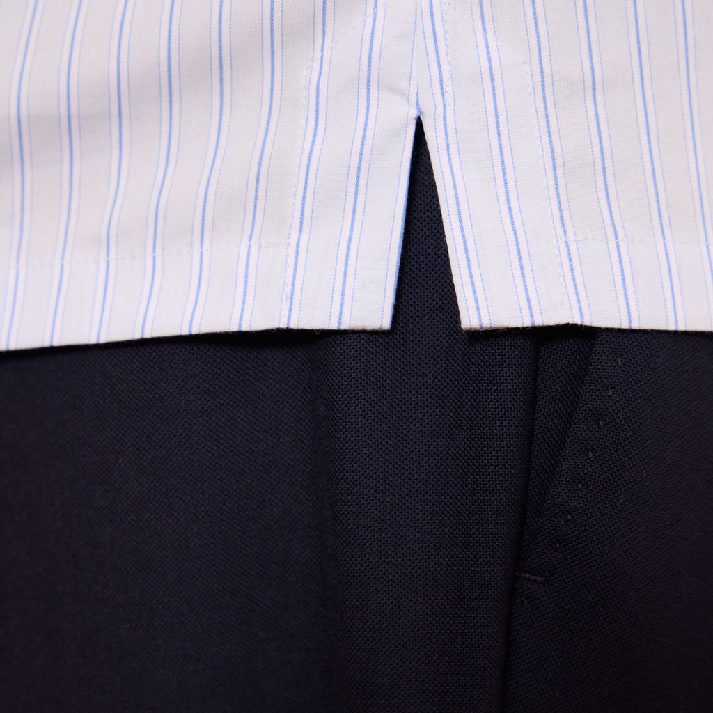 Chemise En Popeline Bleue À Rayures
