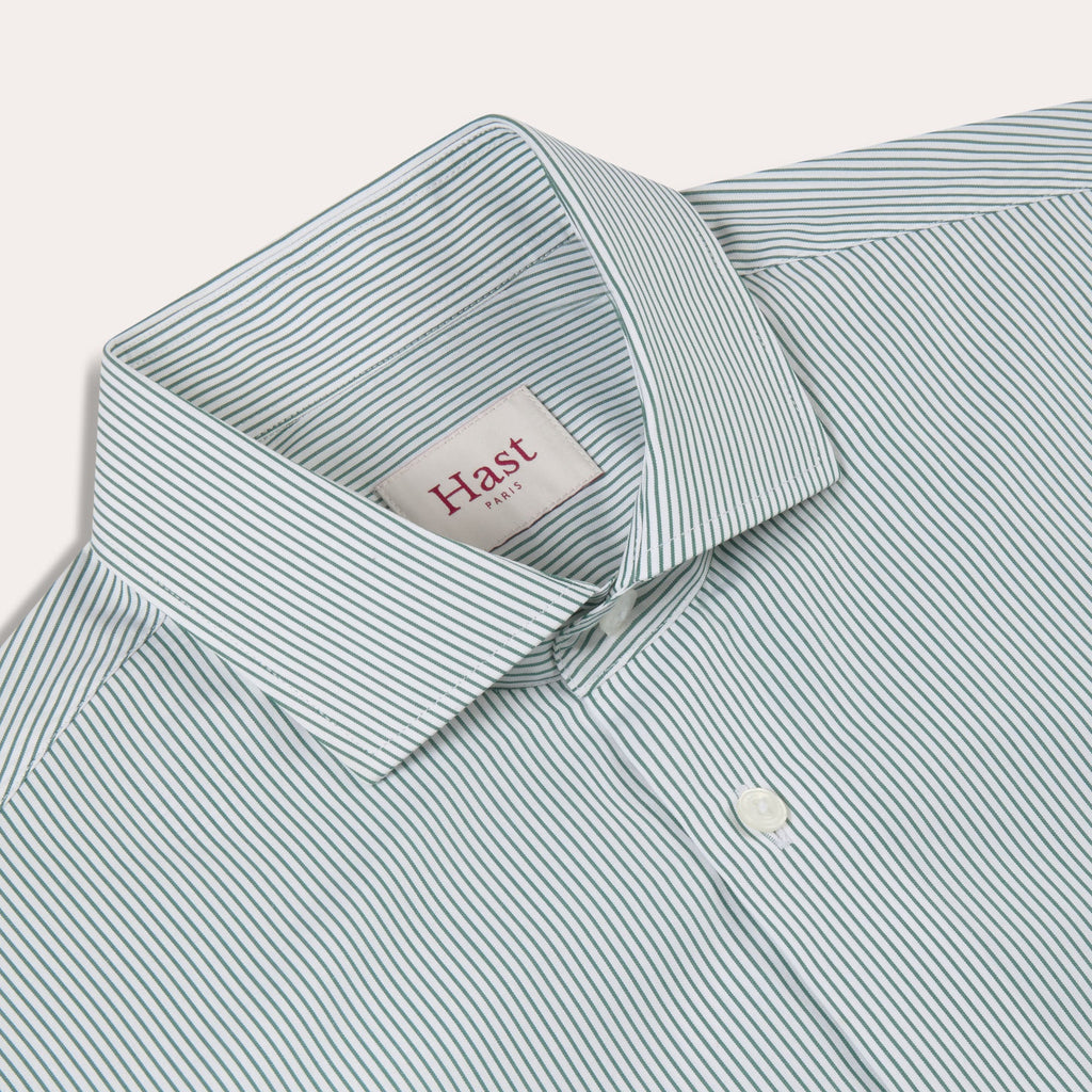 Chemise En Popeline À Fines Rayures Vertes