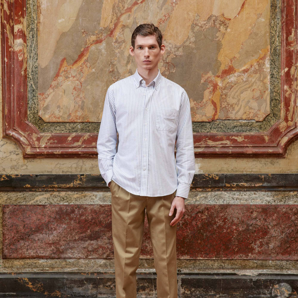 Chemise En Flanelle À Rayures Bleues Et Blanches