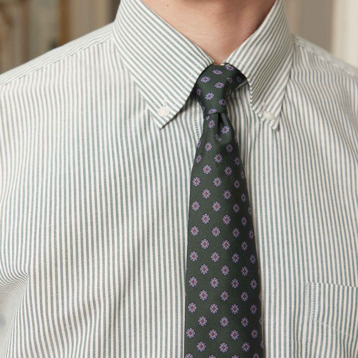 Chemise En Oxford À Rayures Vertes Et Blanches