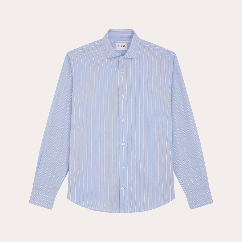 Chemise En Popeline Bleue À Rayures