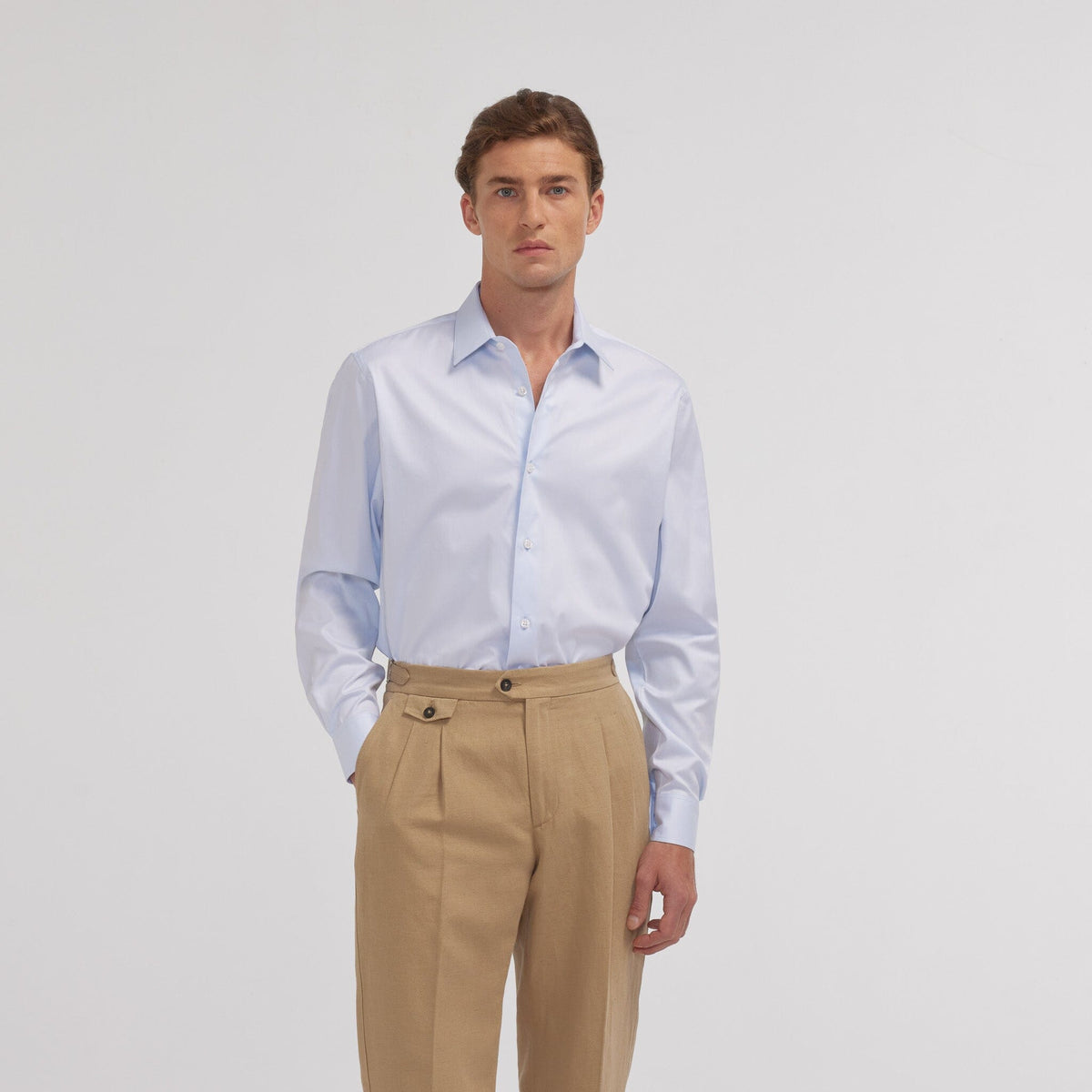 Chemise En Twill Double Retors Bleu Ciel