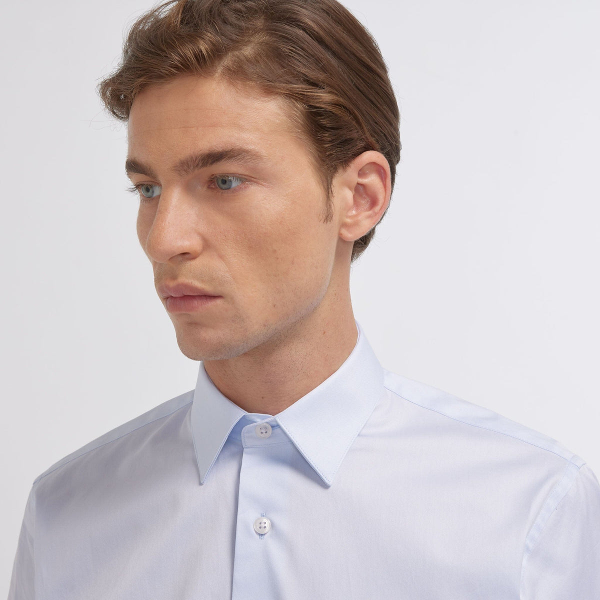 Chemise En Twill Double Retors Bleu Ciel