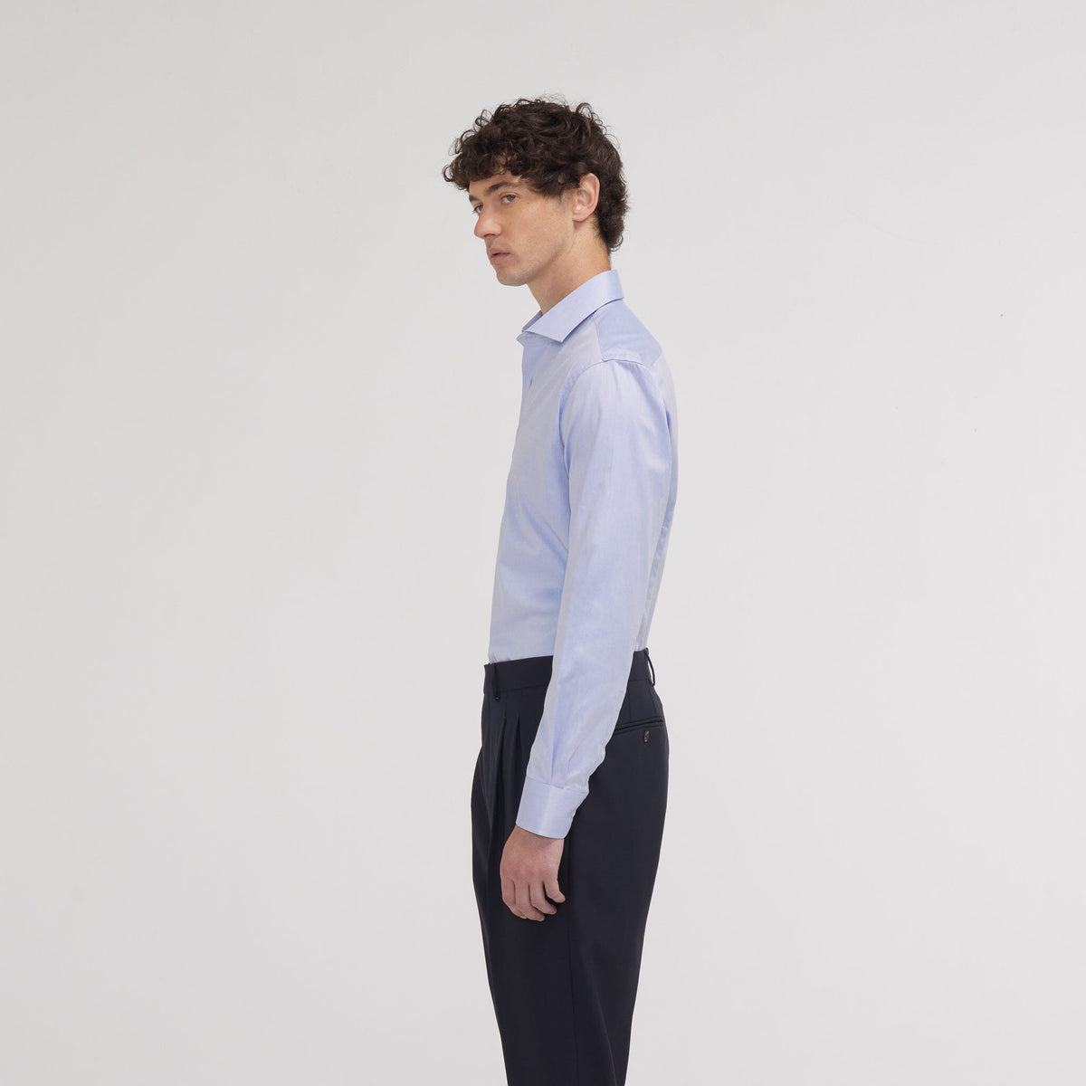 Chemise Cintrée En Twill Double Retors Bleue