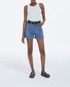 The Kooples - Pantalón corto recto ante - Azul - Mujer