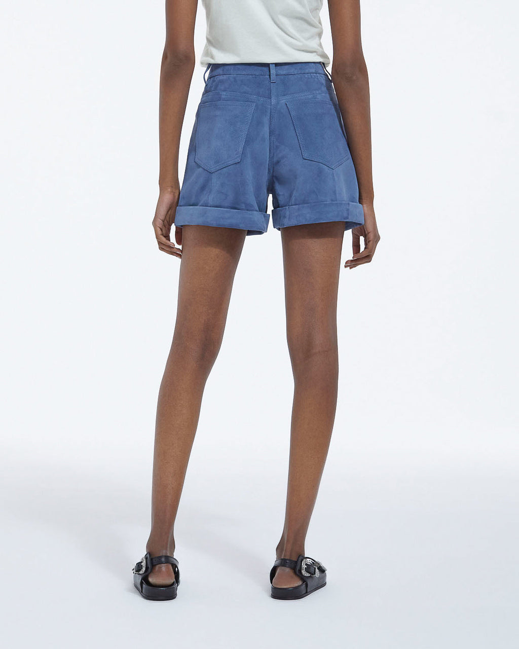 The Kooples - Pantalón corto recto ante - Azul - Mujer