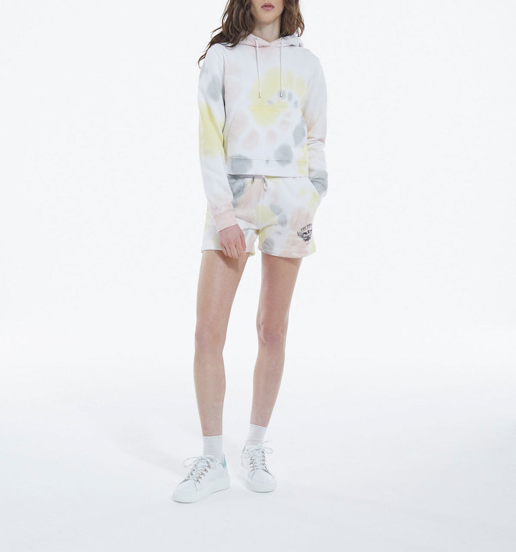 The Kooples - Sports Cut Fleece Shorts - Tie And Dye Multico - Women