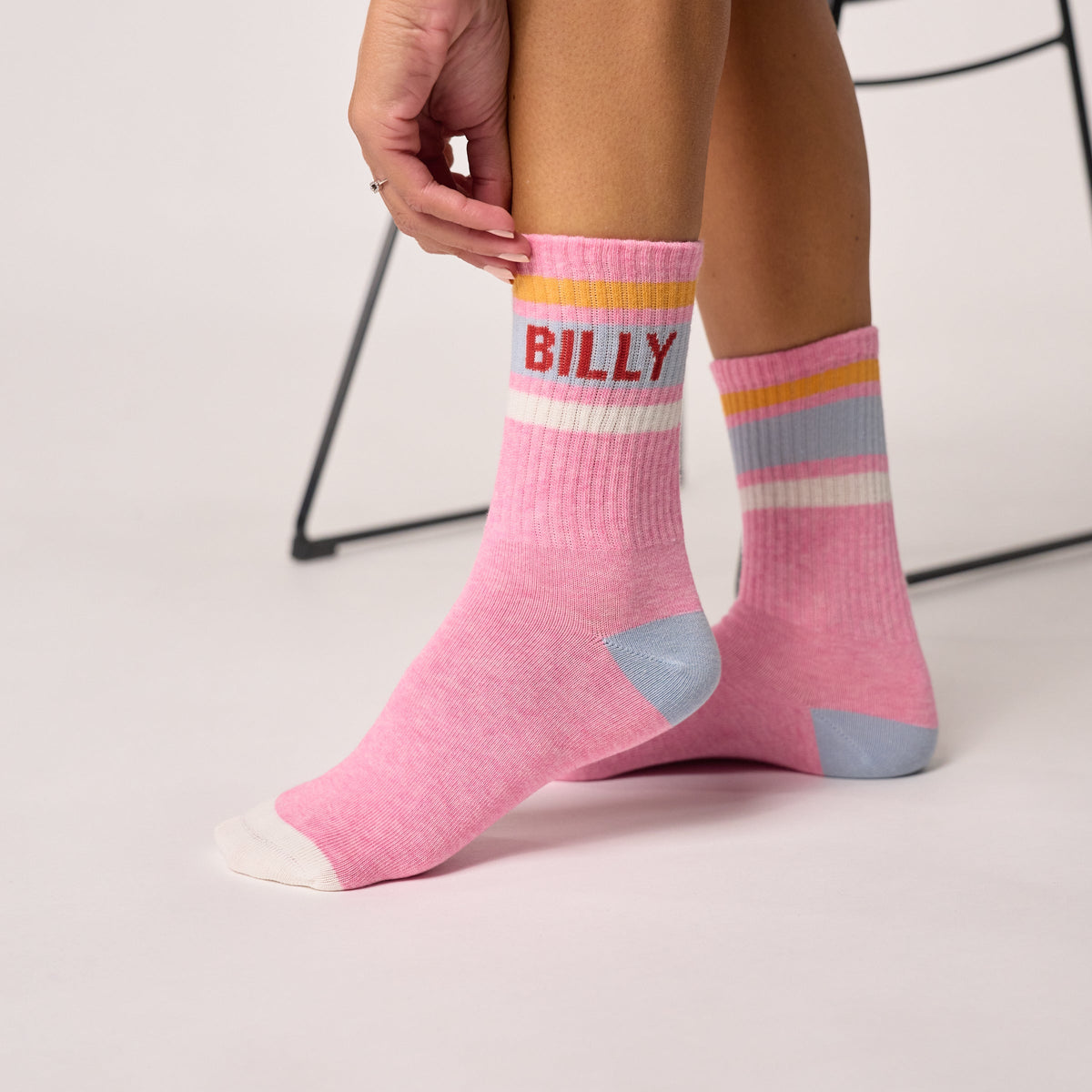 Calze da Tennis - Rosa, Righe Blu e Arancioni