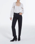 The Kooples - Top de manga larga de algodón bordado color crudo - Mujer