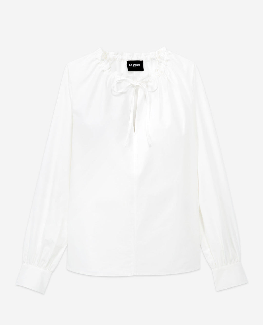 The Kooples - White Cotton Top With Gathered Drop Collar With Ties - Women