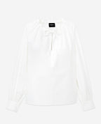 The Kooples - White Cotton Top With Gathered Drop Collar With Ties - Women