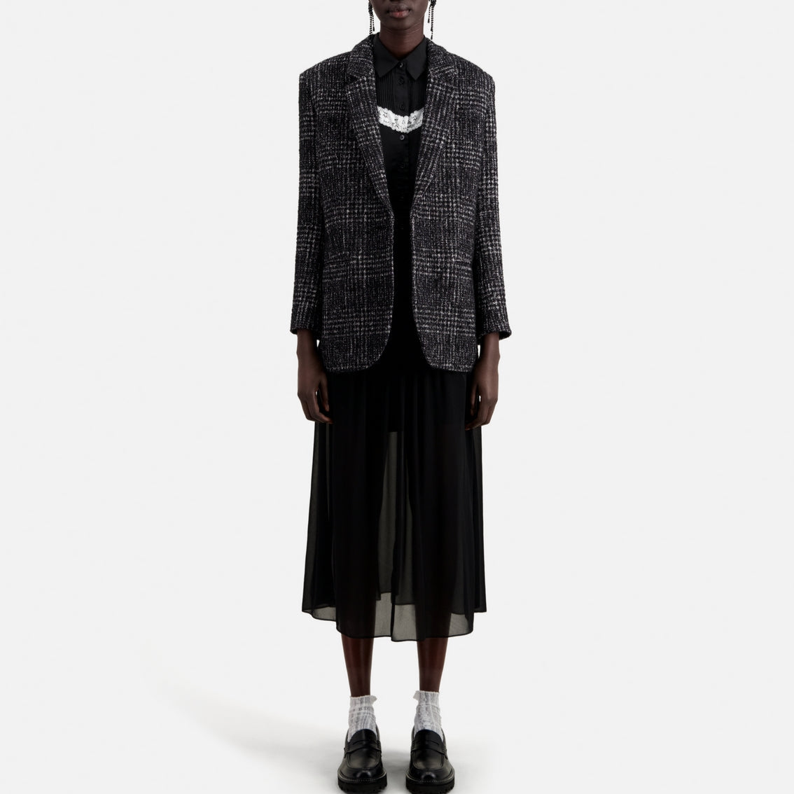 The Kooples - Veste En Laine Et Alpaga - Noir Et Blanc - Femme