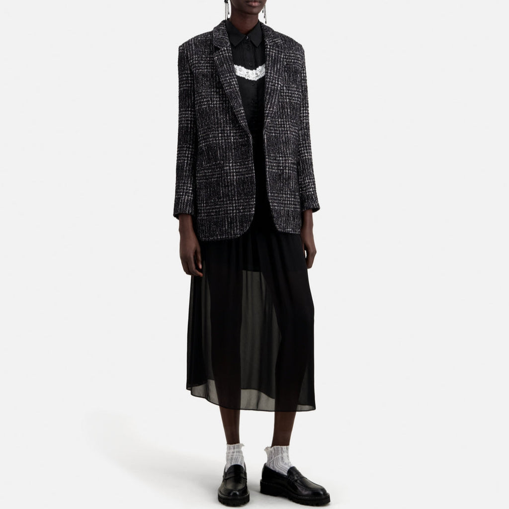 The Kooples - Veste En Laine Et Alpaga - Noir Et Blanc - Femme