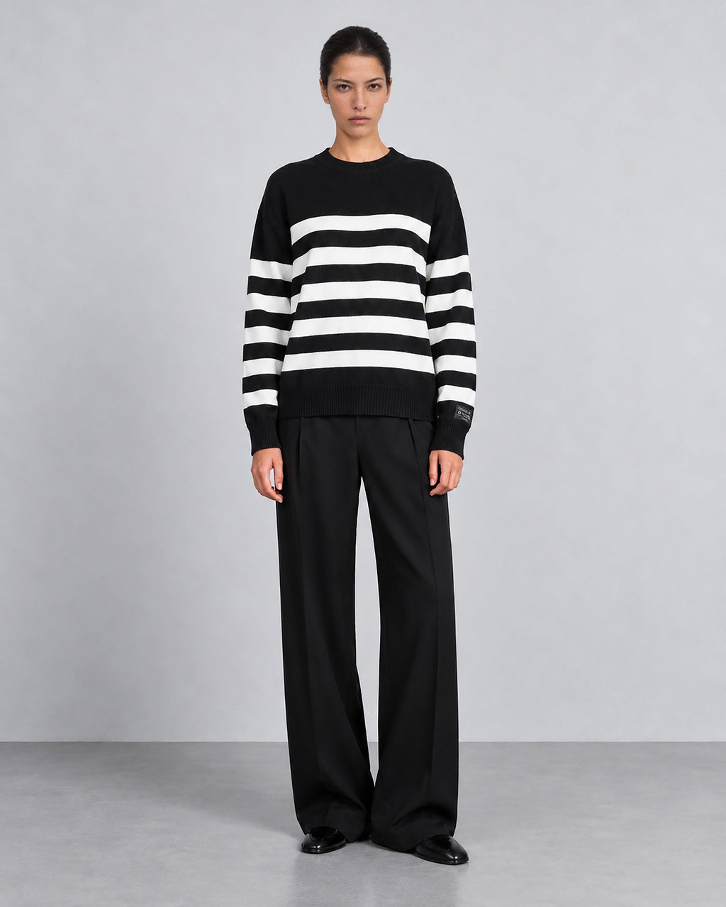 Pull Rayé En Maille Effet Envers - Noir Et Blanc