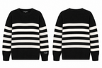 Pull Rayé En Maille Effet Envers - Noir Et Blanc