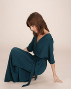 Robe Longue Portefeuille Emeraude Maud