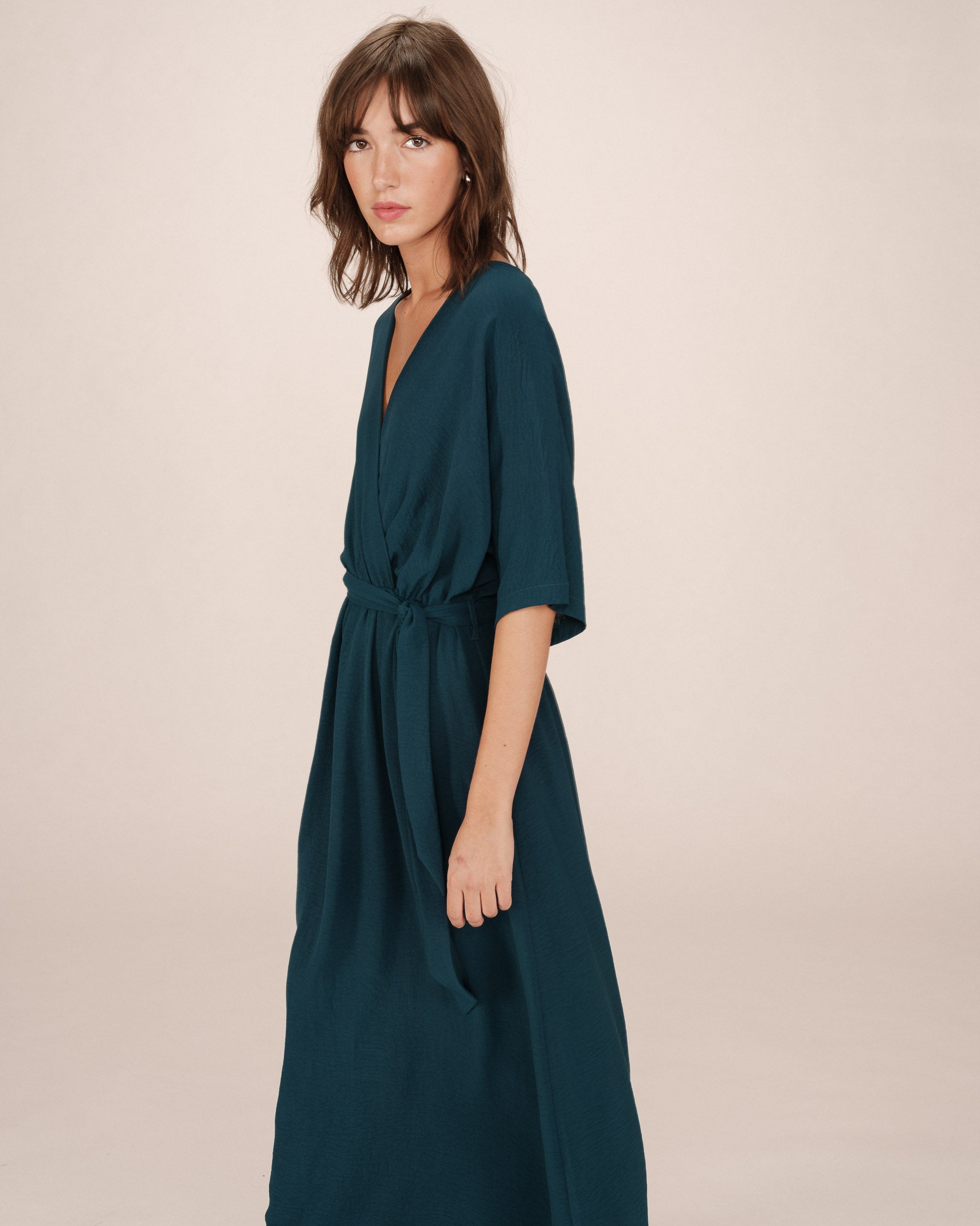 Robe Longue Portefeuille Emeraude Maud