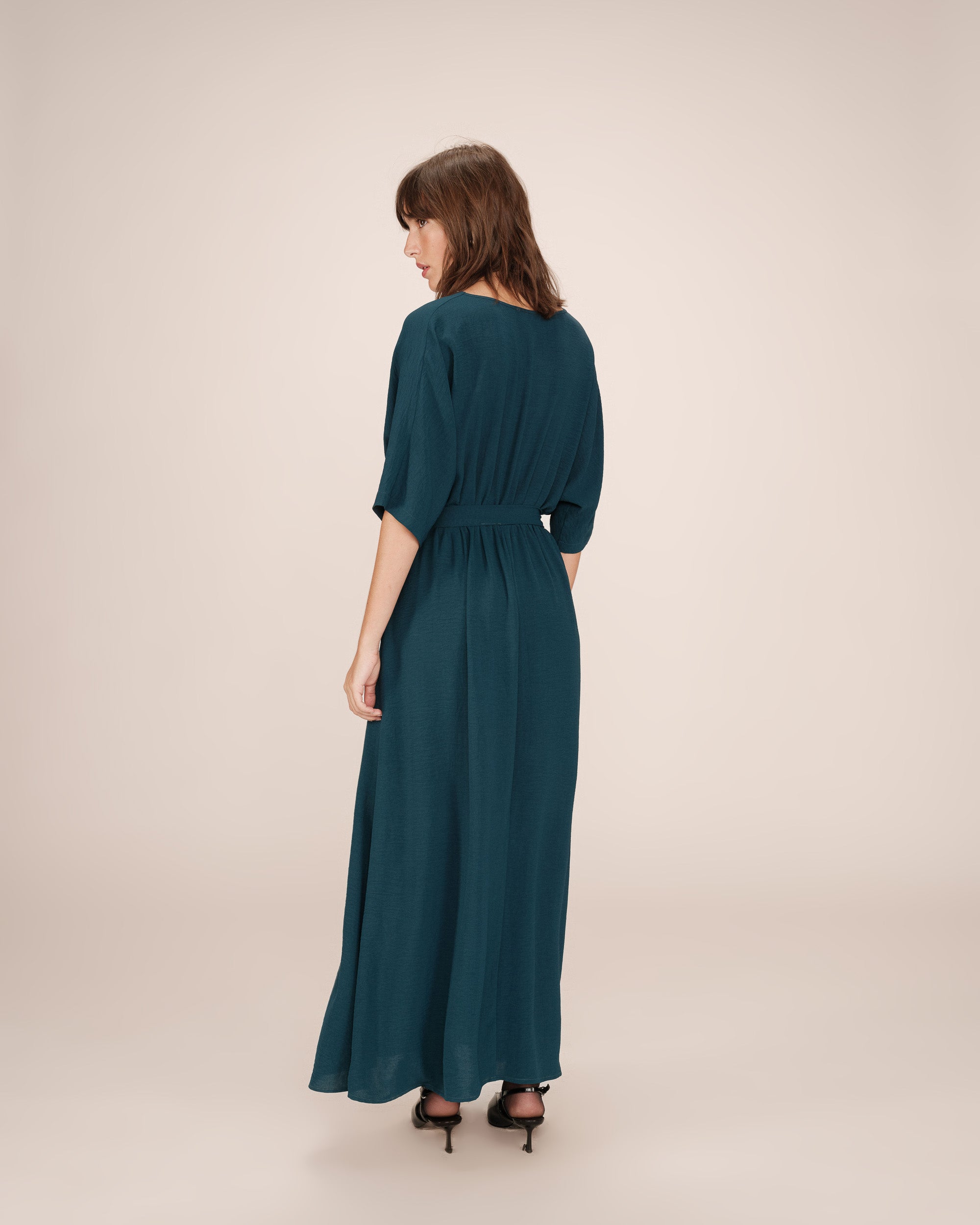 Robe Longue Portefeuille Emeraude Maud