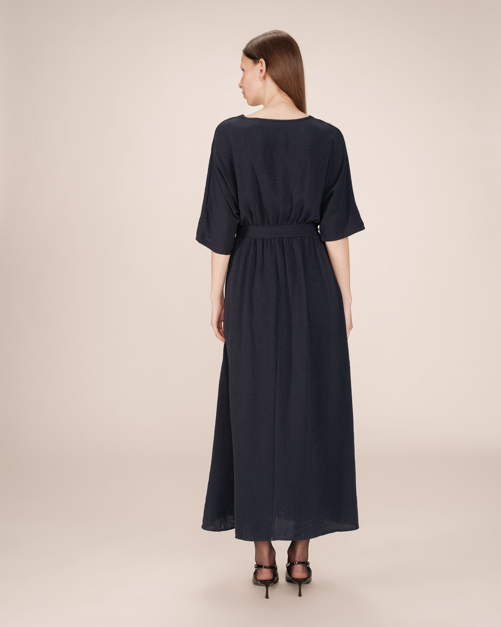 Maud Long Wrap Dress Navy