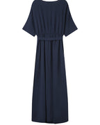 Maud Long Wrap Dress Navy