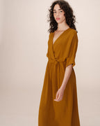 Ochre Long Wrap Dress Maud