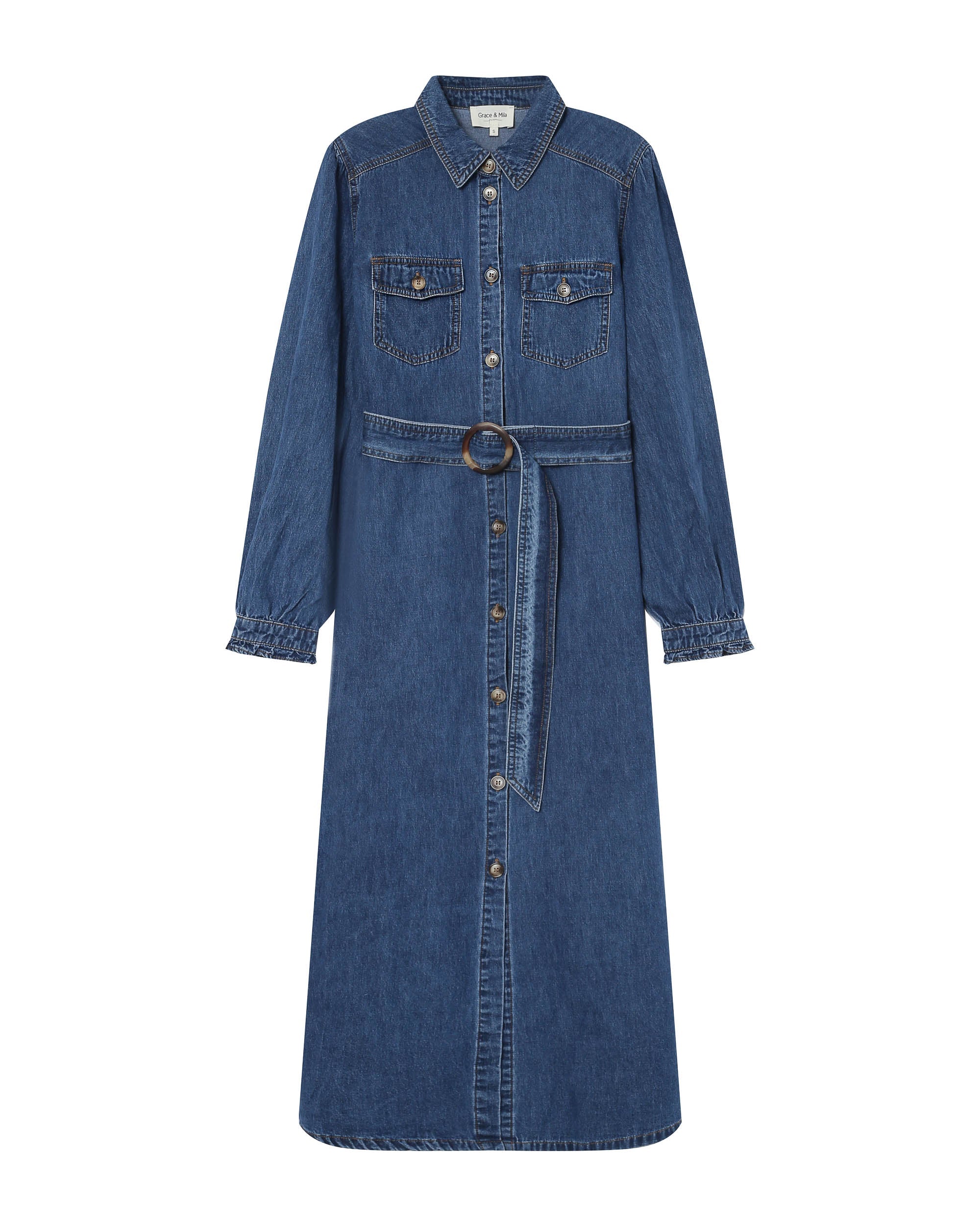 Robe Longue Chemise Medium Blue Shanie