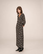 Robe Longue A Fleurs Noir Superbe