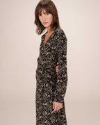 Robe Longue A Fleurs Noir Superbe
