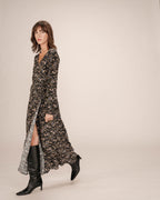 Robe Longue A Fleurs Noir Superbe