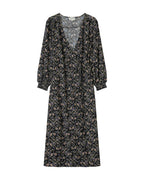 Robe Longue A Fleurs Noir Superbe