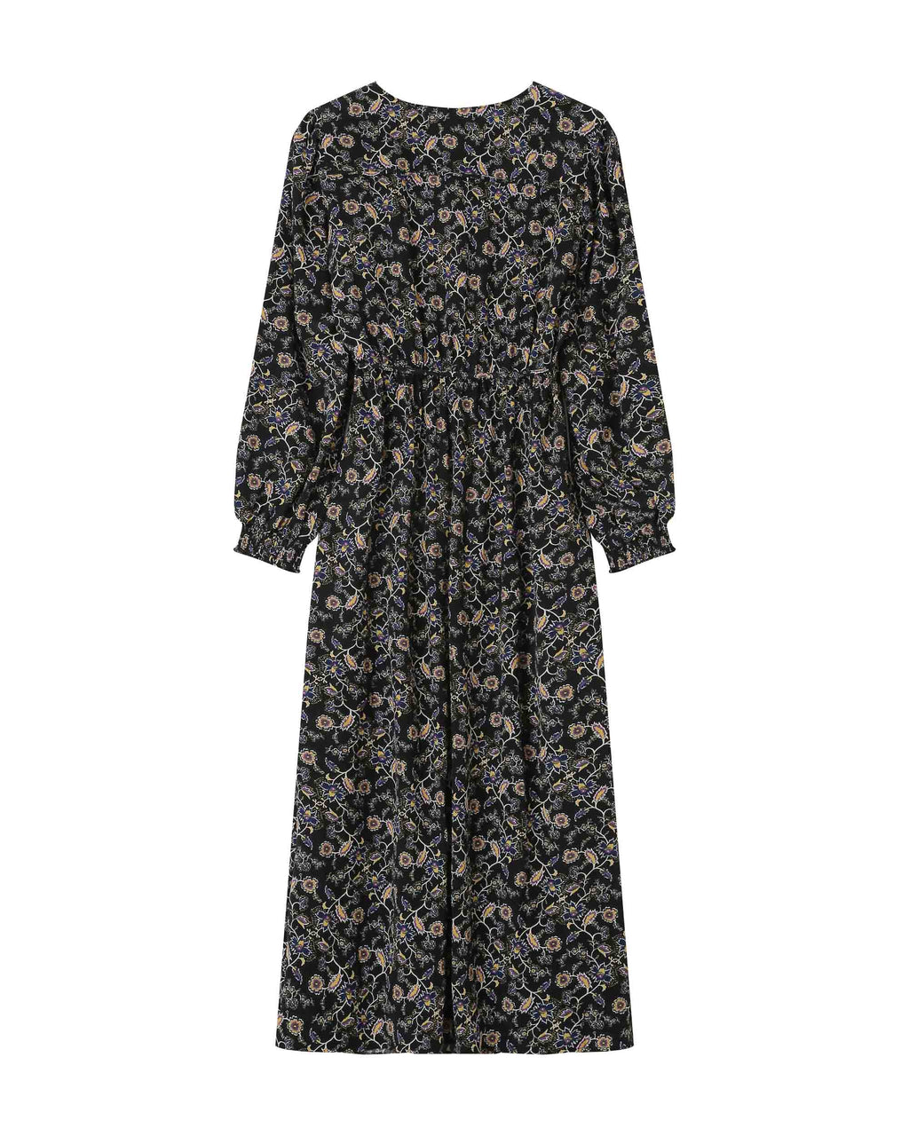 Robe Longue A Fleurs Noir Superbe