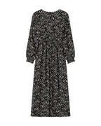 Robe Longue A Fleurs Noir Superbe