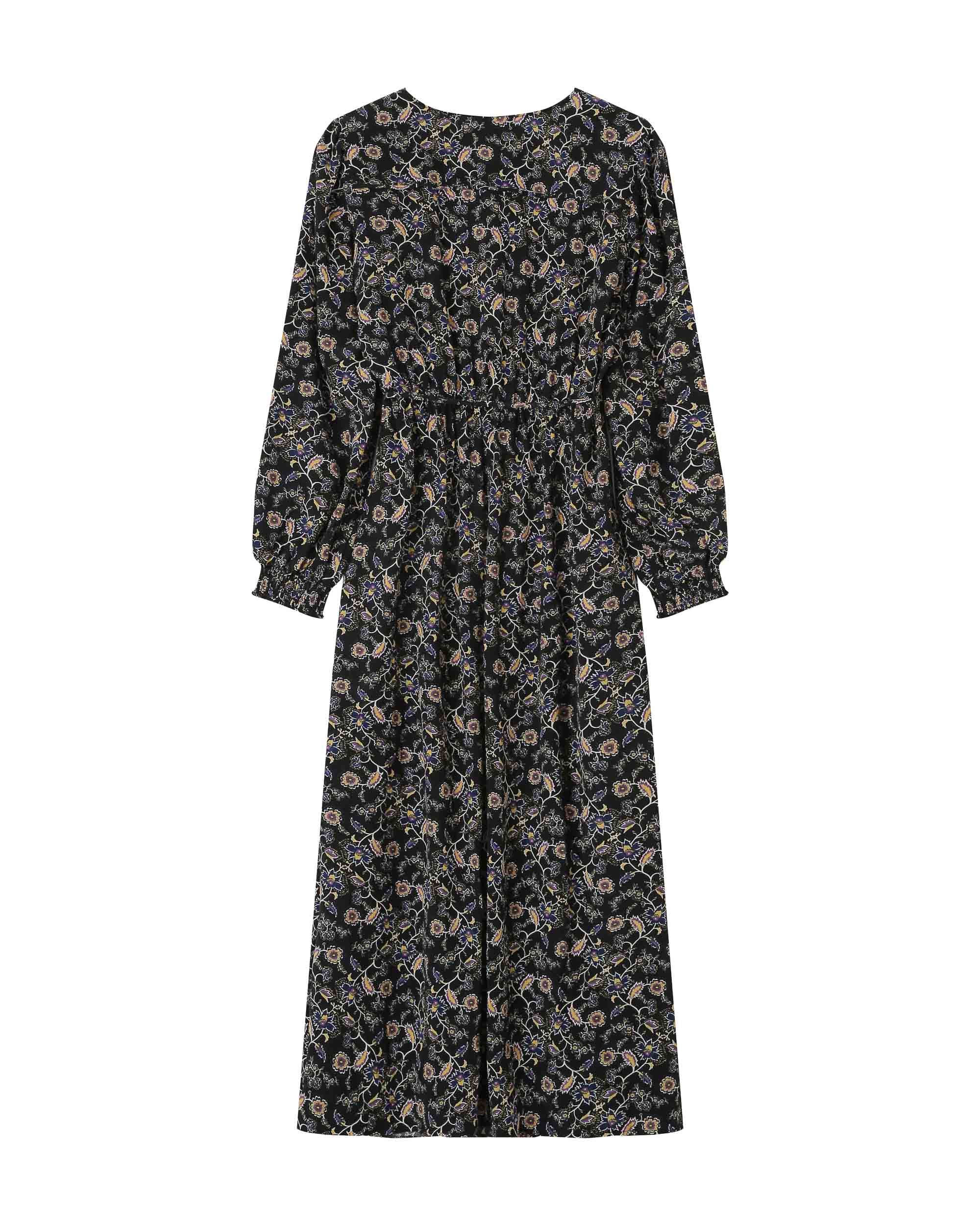 Robe Longue A Fleurs Noir Superbe
